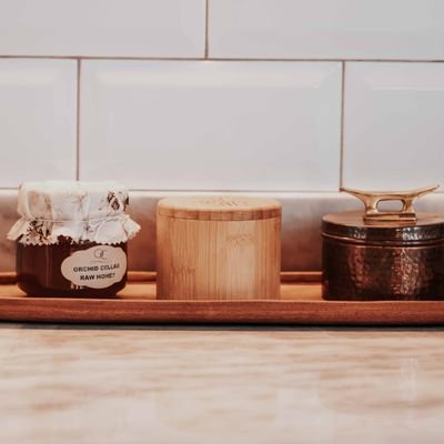 Rustic Honey Jar & Container Tray