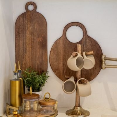 Wooden Cutting Board & Mug Set