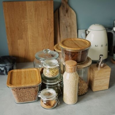 Clear Pantry Jar & Cutting Board Set