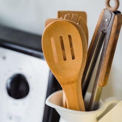 Wooden & Metal Utensil Holder